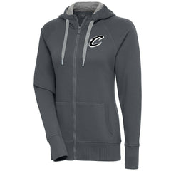 Cleveland Cavaliers Antigua Women's Brushed Metallic Victory Full-Zip Hoodie - Charcoal