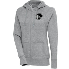 Golden State Warriors Antigua Women's Brushed Metallic Victory Full-Zip Hoodie - Heather Gray