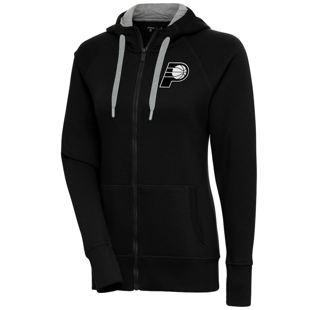 Indiana Pacers Antigua Women's Brushed Metallic Victory Full-Zip Hoodie - Black