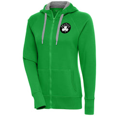 Boston Celtics Antigua Women's Brushed Metallic Victory Full-Zip Hoodie - Kelly Green