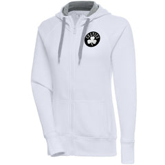 Boston Celtics Antigua Women's Brushed Metallic Victory Full-Zip Hoodie - White