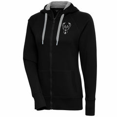 Milwaukee Bucks Antigua Women's Brushed Metallic Victory Full-Zip Hoodie - Black