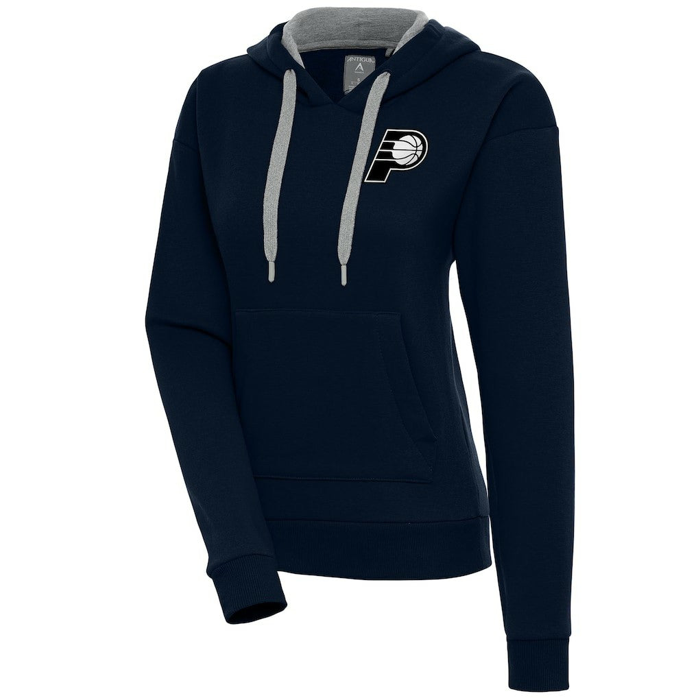Indiana Pacers Antigua Women's Brushed Metallic Victory Pullover Hoodie - Navy