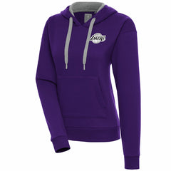 Los Angeles Lakers Antigua Women's Brushed Metallic Victory Pullover Hoodie - Purple