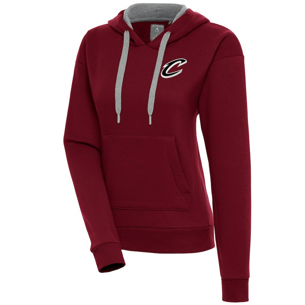 Cleveland Cavaliers Antigua Women's Brushed Metallic Victory Pullover Hoodie - Wine