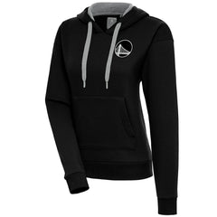 Golden State Warriors Antigua Women's Brushed Metallic Victory Pullover Hoodie - Black