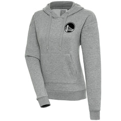 Golden State Warriors Antigua Women's Brushed Metallic Victory Pullover Hoodie - Heather Gray