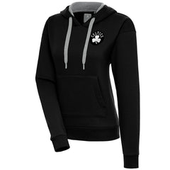 Boston Celtics Antigua Women's Brushed Metallic Victory Pullover Hoodie - Black