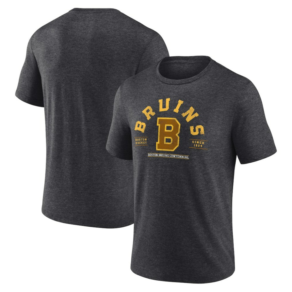 Boston Bruins Fanatics Centennial The Early Years Tri-Blend T-Shirt - Heather Charcoal | Fanatics Clearance