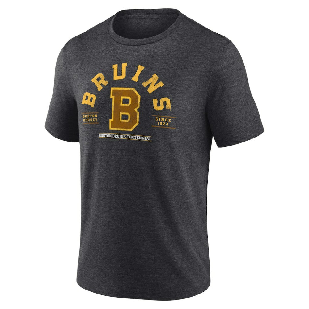 Boston Bruins Fanatics Centennial The Early Years Tri-Blend T-Shirt - Heather Charcoal | Fanatics Clearance