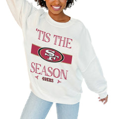 San Francisco 49ers Gameday Couture Women's Oversized Take A Holiday Pullover Sweatshirt - White - NFL