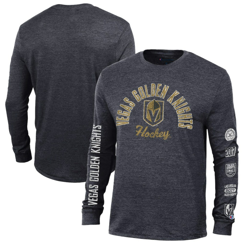 Vegas Golden Knights Champion Multi-Logo Tri-Blend Long Sleeve T-Shirt - Black | NHL near me