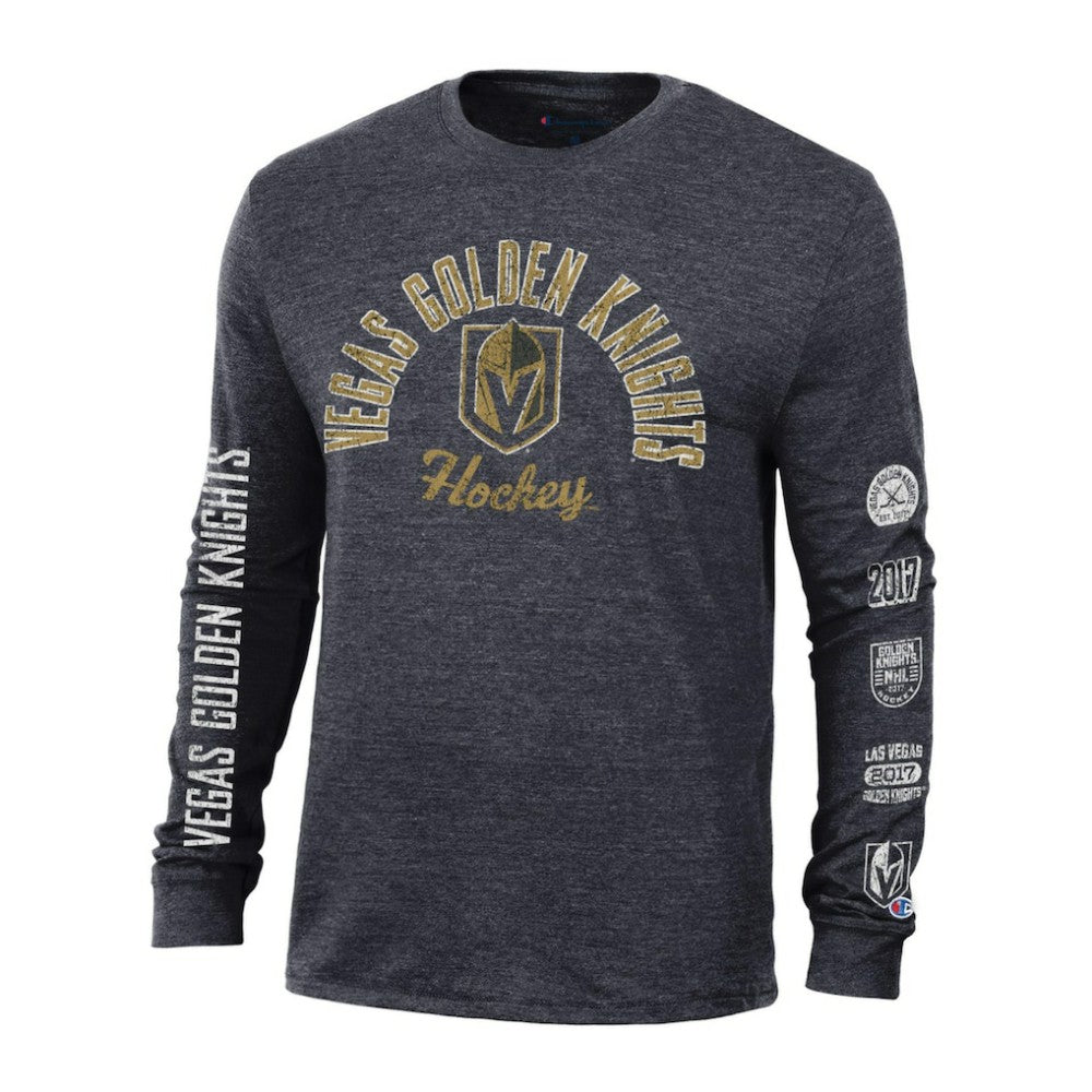 Vegas Golden Knights Champion Multi-Logo Tri-Blend Long Sleeve T-Shirt - Black | NHL near me