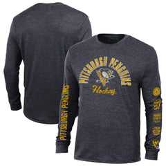 Pittsburgh Penguins Champion Multi-Logo Tri-Blend Long Sleeve T-Shirt - Heather Black | NHL near me