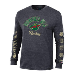 Minnesota Wild Champion Multi-Logo Tri-Blend Long Sleeve T-Shirt - Heather Black | NHL discount