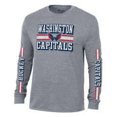 Washington Capitals Champion Tri-Blend Dual-Stripe Long Sleeve T-Shirt - Heather Gray | NHL on sale