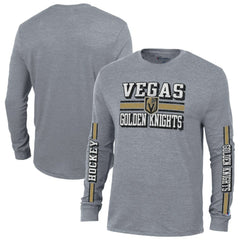 Vegas Golden Knights Champion Tri-Blend Dual-Stripe Long Sleeve T-Shirt - Heather Gray | NHL sale