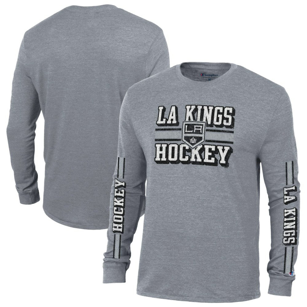 Los Angeles Kings Champion Tri-Blend Dual-Stripe Long Sleeve T-Shirt - Heather Gray | NHL near me