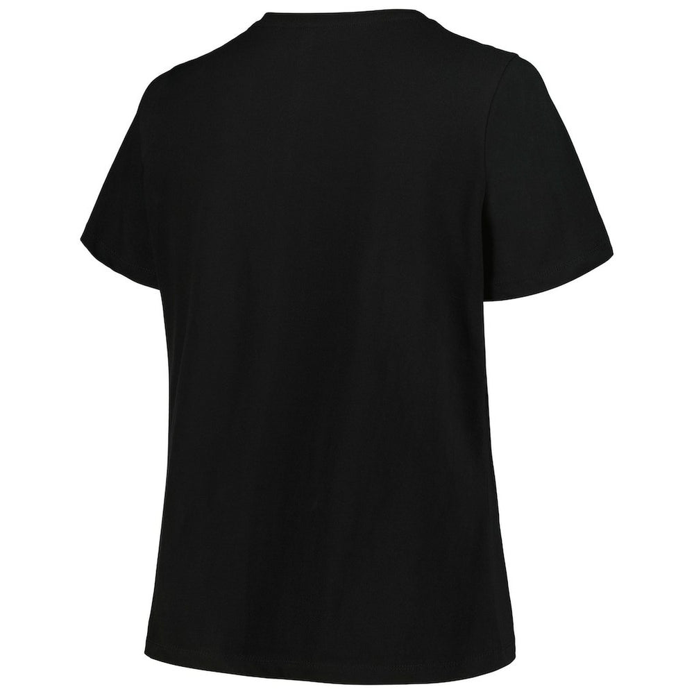 Charlotte Hornets Profile Women's Plus Size Arch Over Logo V-Neck T-Shirt Black