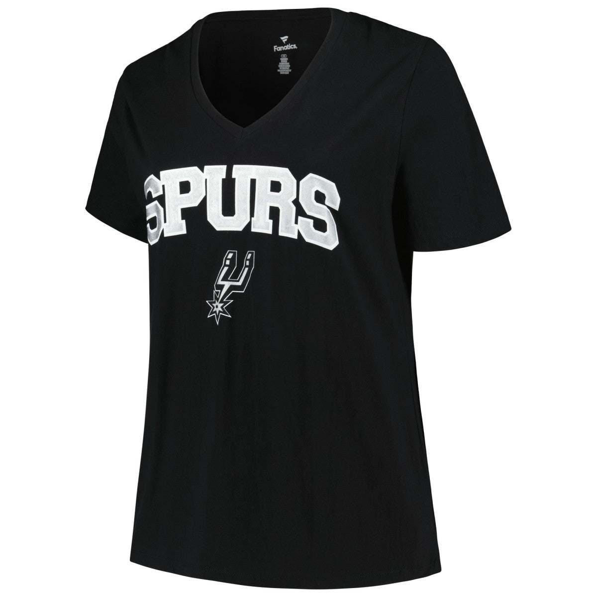 San Antonio Spurs Profile Women's Plus Size Arch Over Logo V-Neck T-Shirt Black