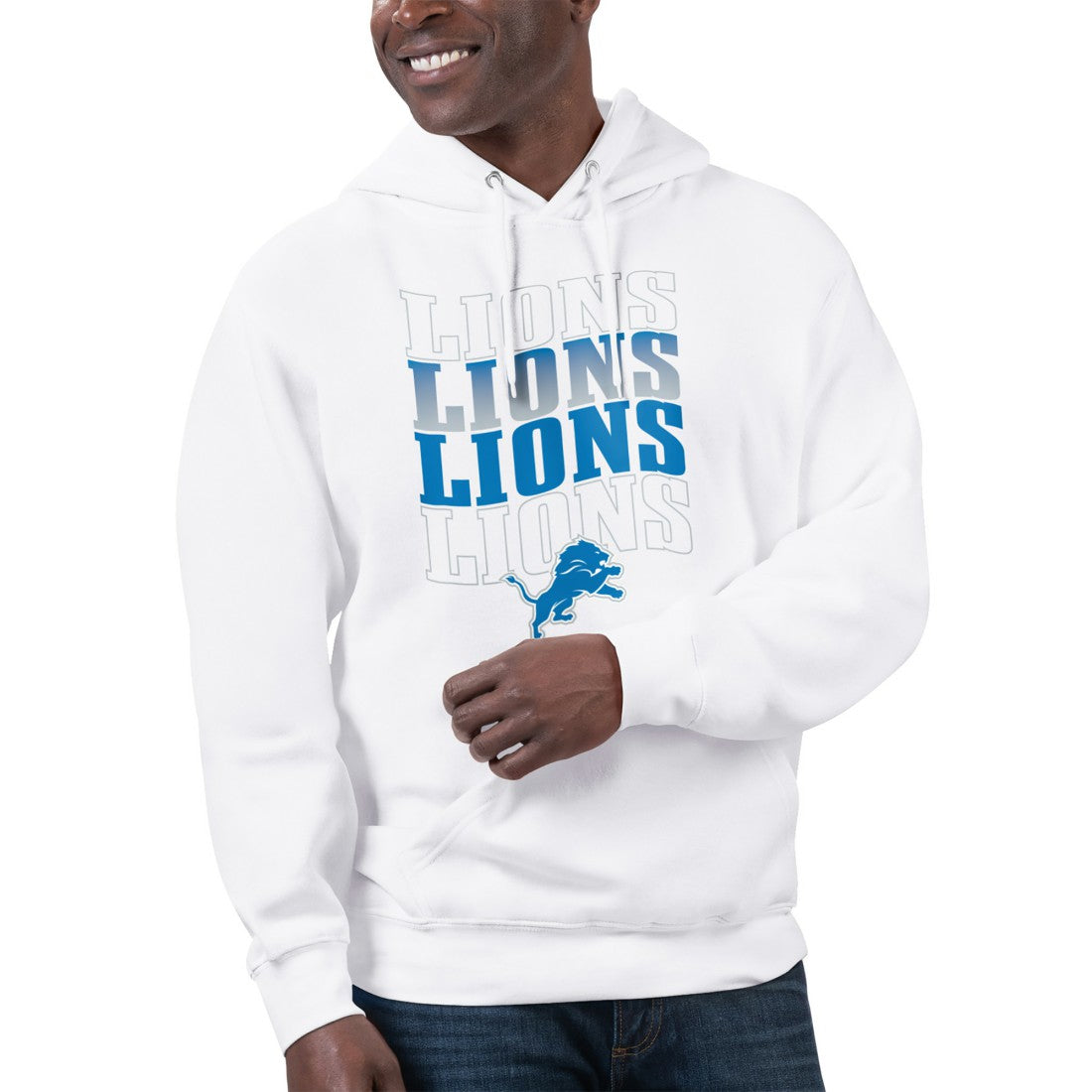 Detroit Lions Starter Unisex Name Drop Logo Pullover Hoodie - White - NFL