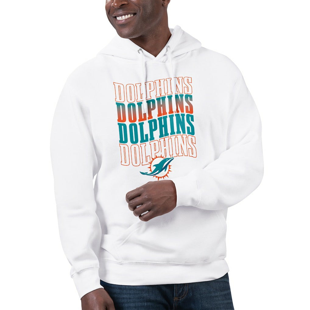 Miami Dolphins Starter Unisex Name Drop Logo Pullover Hoodie - White - NFL