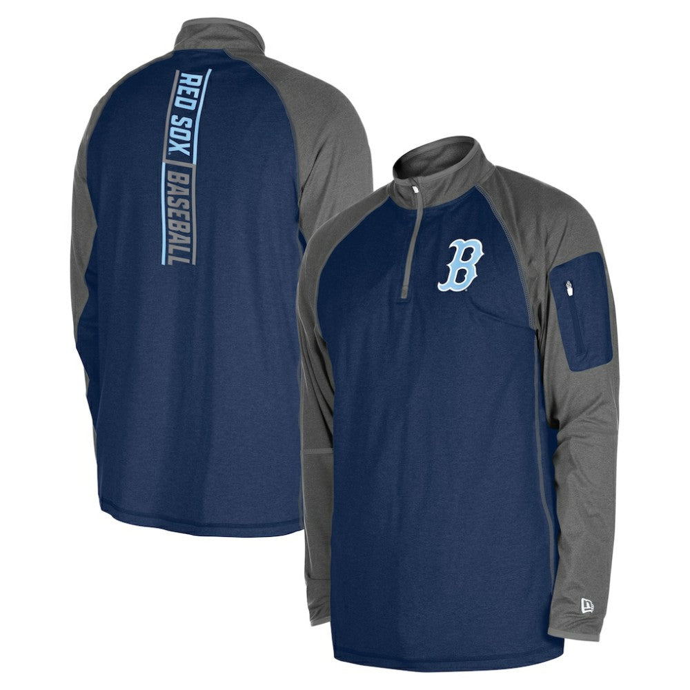 Boston Red Sox New Era Father's Day Raglan Quarter-Zip Top Sale