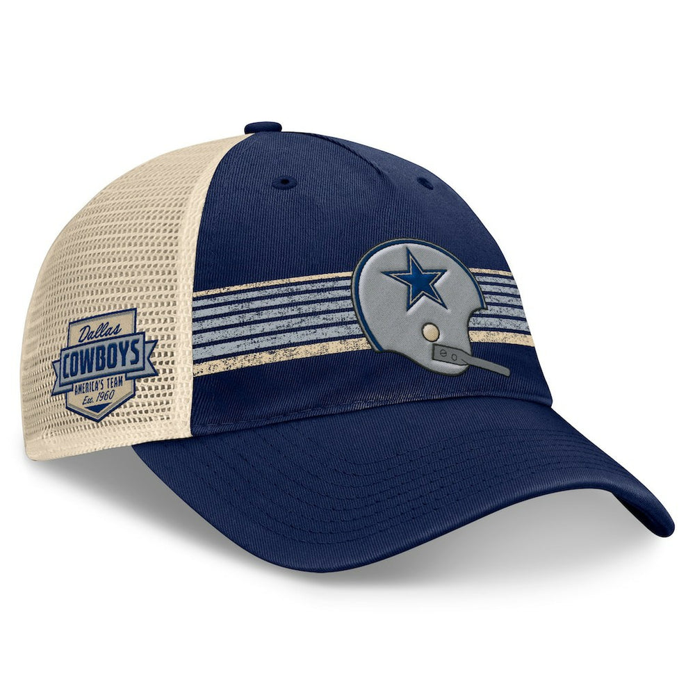 Dallas Cowboys Retro Fundamentals Stripes Trucker Adjustable Hat - Navy/Natural - Fanatics