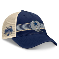 Dallas Cowboys Retro Fundamentals Stripes Trucker Adjustable Hat - Navy/Natural - Fanatics