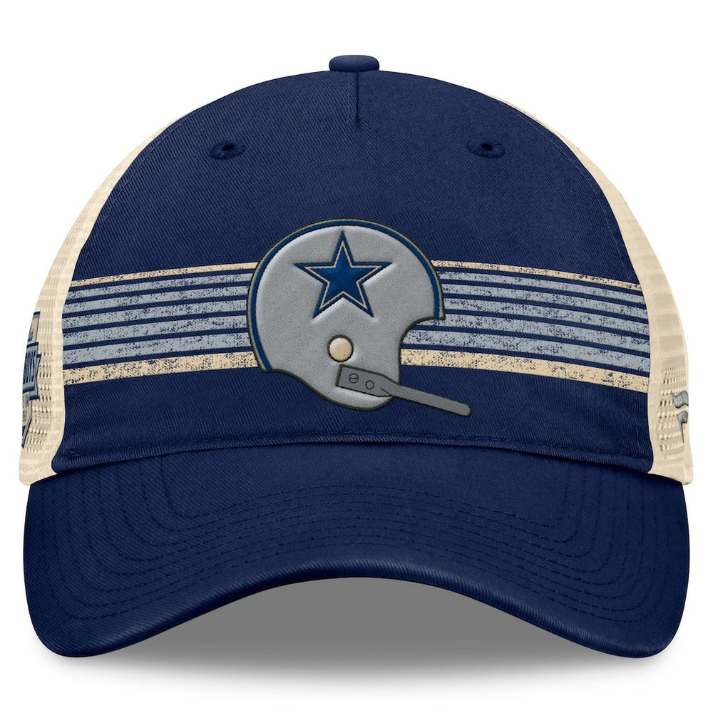 Dallas Cowboys Retro Fundamentals Stripes Trucker Adjustable Hat - Navy/Natural - Fanatics