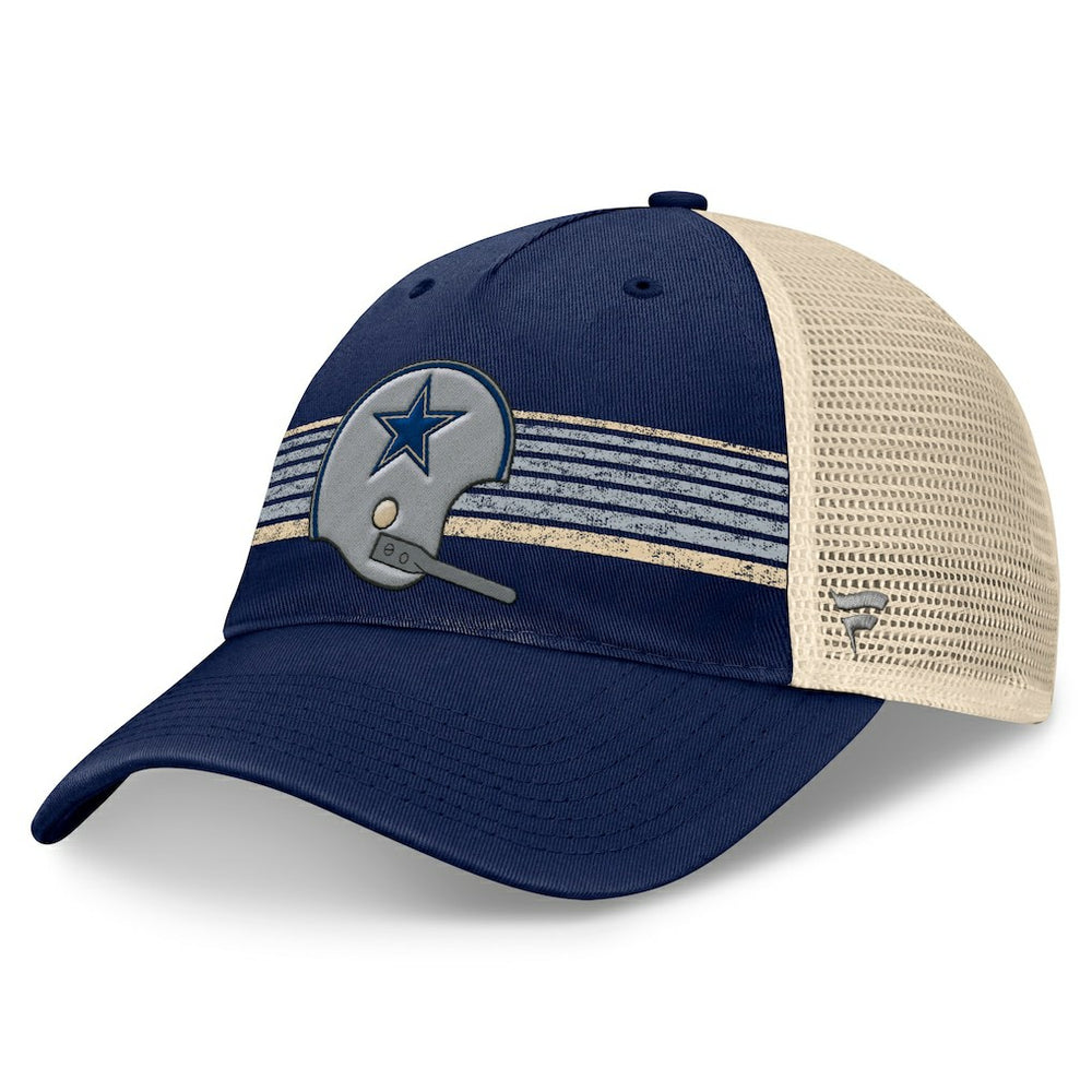 Dallas Cowboys Retro Fundamentals Stripes Trucker Adjustable Hat - Navy/Natural - Fanatics