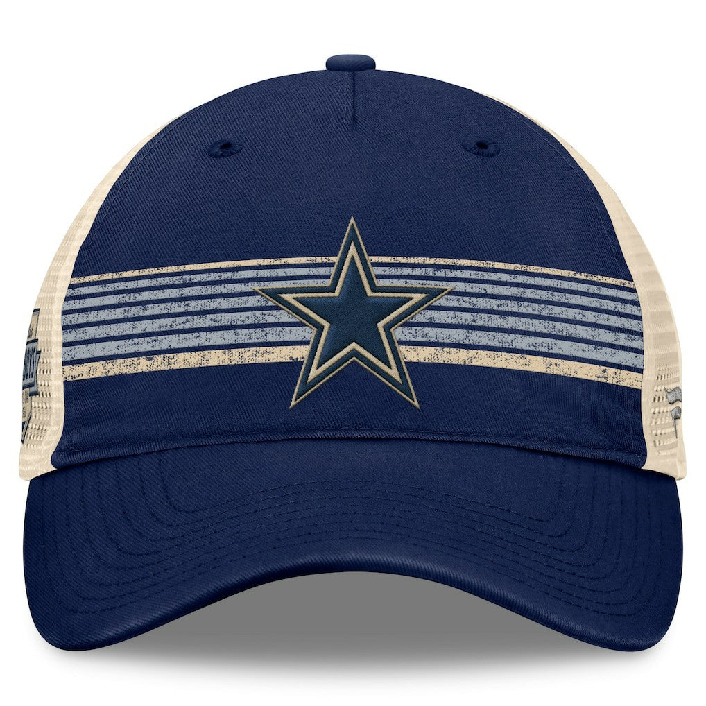 Dallas Cowboys Fundamentals Stripes Trucker Adjustable Hat - Navy/Natural - Fanatics