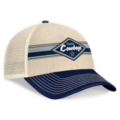 Dallas Cowboys Fundamentals Diamond Stripes Trucker Adjustable Hat - Stone/Navy - Fanatics