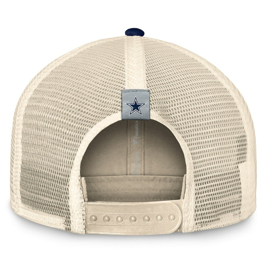 Dallas Cowboys Fundamentals Diamond Stripes Trucker Adjustable Hat - Stone/Navy - Fanatics