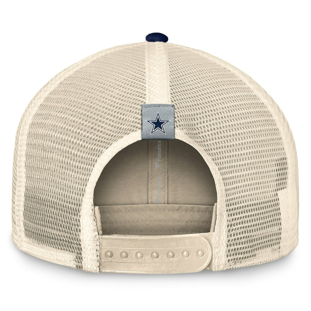 Dallas Cowboys Fundamentals Diamond Stripes Trucker Adjustable Hat - Stone/Navy - Fanatics