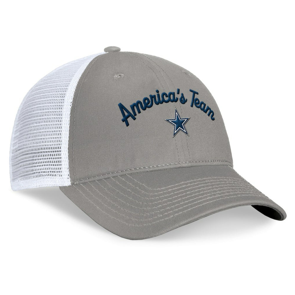 Dallas Cowboys Women's Fundamentals Slogan Trucker Adjustable Hat - Gray/White - Fanatics