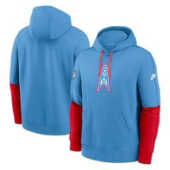 Tennessee Titans Oilers Throwback Alternate Logo Club Tri-Blend Pullover Hoodie - Light Blue - Nike