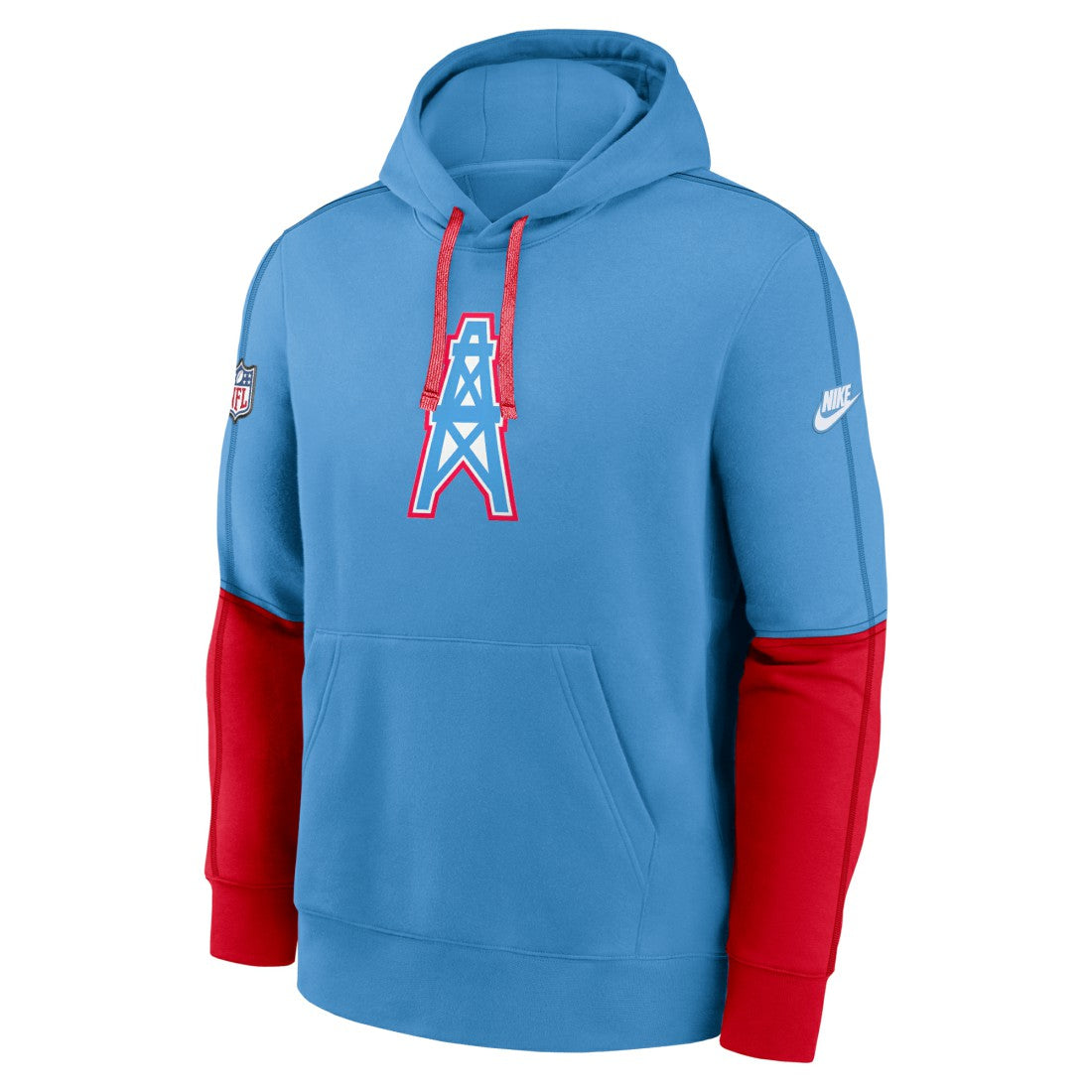 Tennessee Titans Oilers Throwback Alternate Logo Club Tri-Blend Pullover Hoodie - Light Blue - Nike