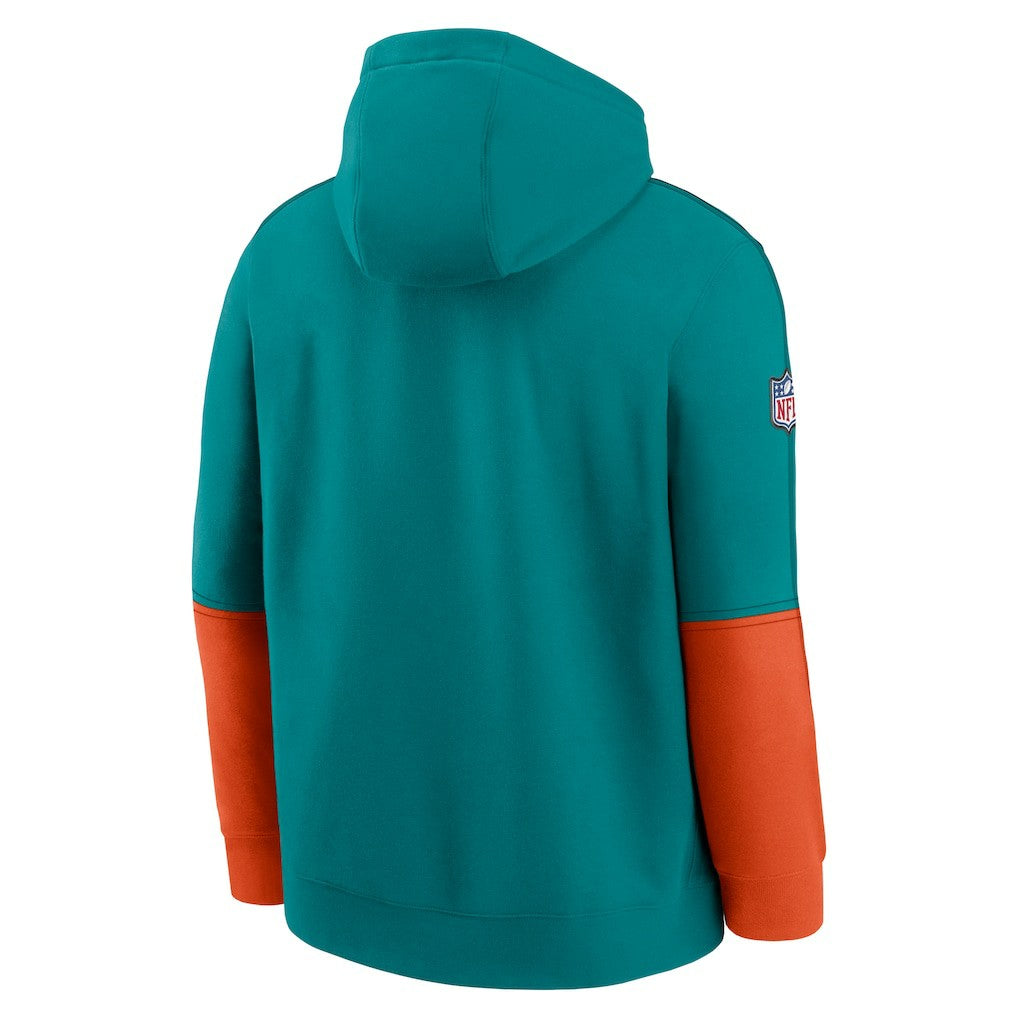 Miami Dolphins Throwback Logo Club Tri-Blend Pullover Hoodie - Aqua - Nike