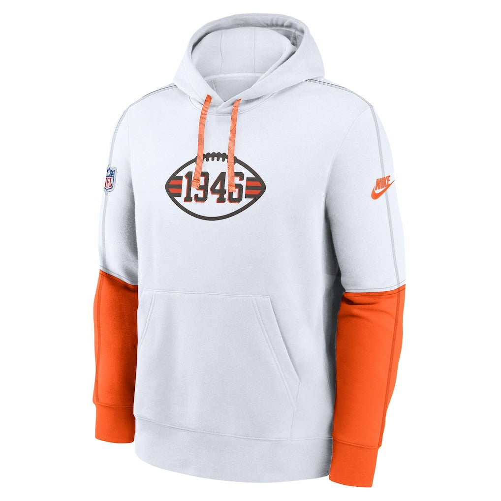 Cleveland Browns Throwback Logo Club Tri-Blend Pullover Hoodie - White - Nike