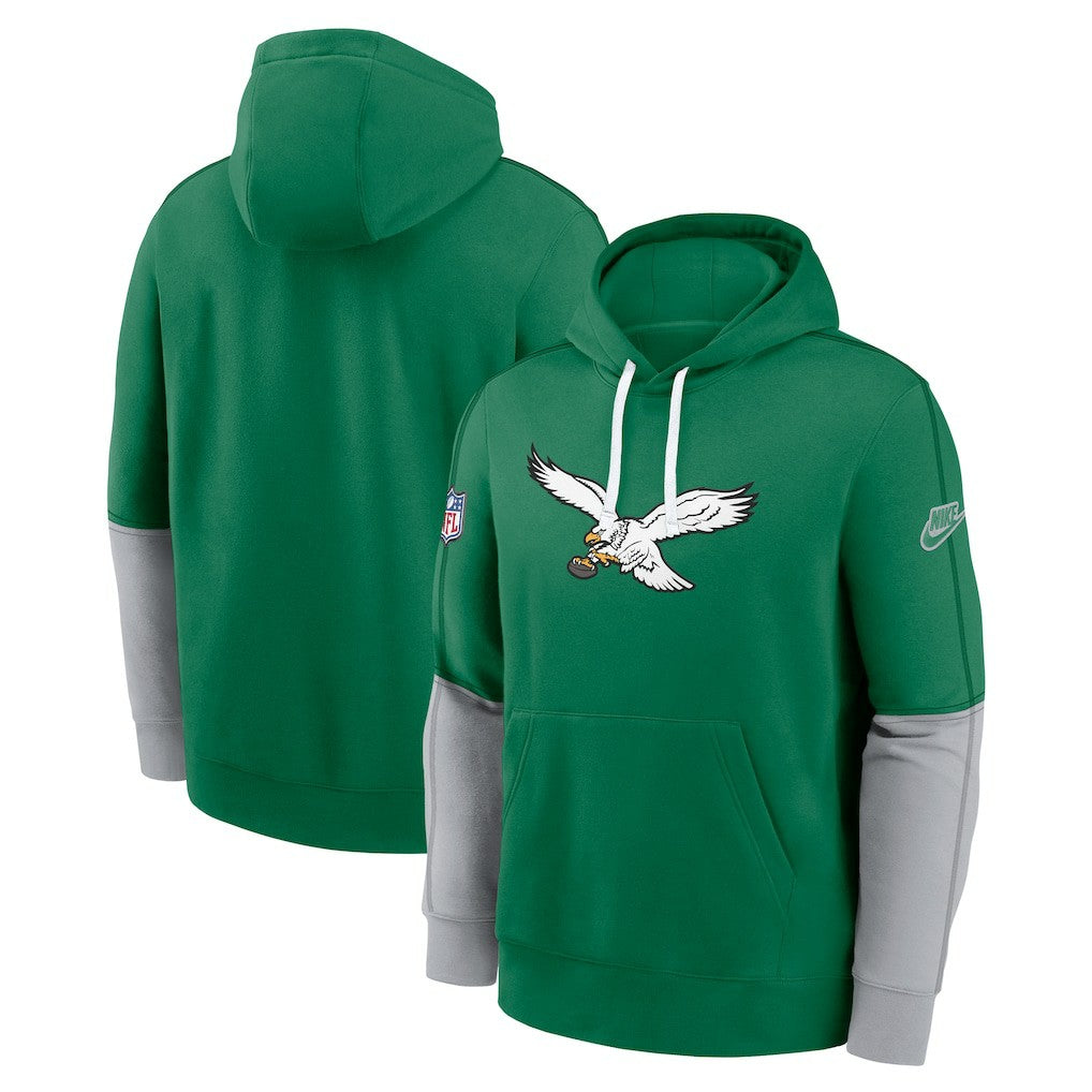 Philadelphia Eagles Throwback Logo Club Tri-Blend Pullover Hoodie - Kelly Green - Nike