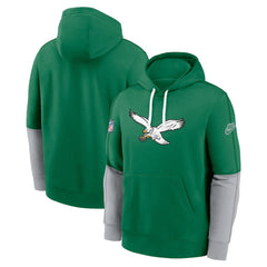 Philadelphia Eagles Throwback Logo Club Tri-Blend Pullover Hoodie - Kelly Green - Nike