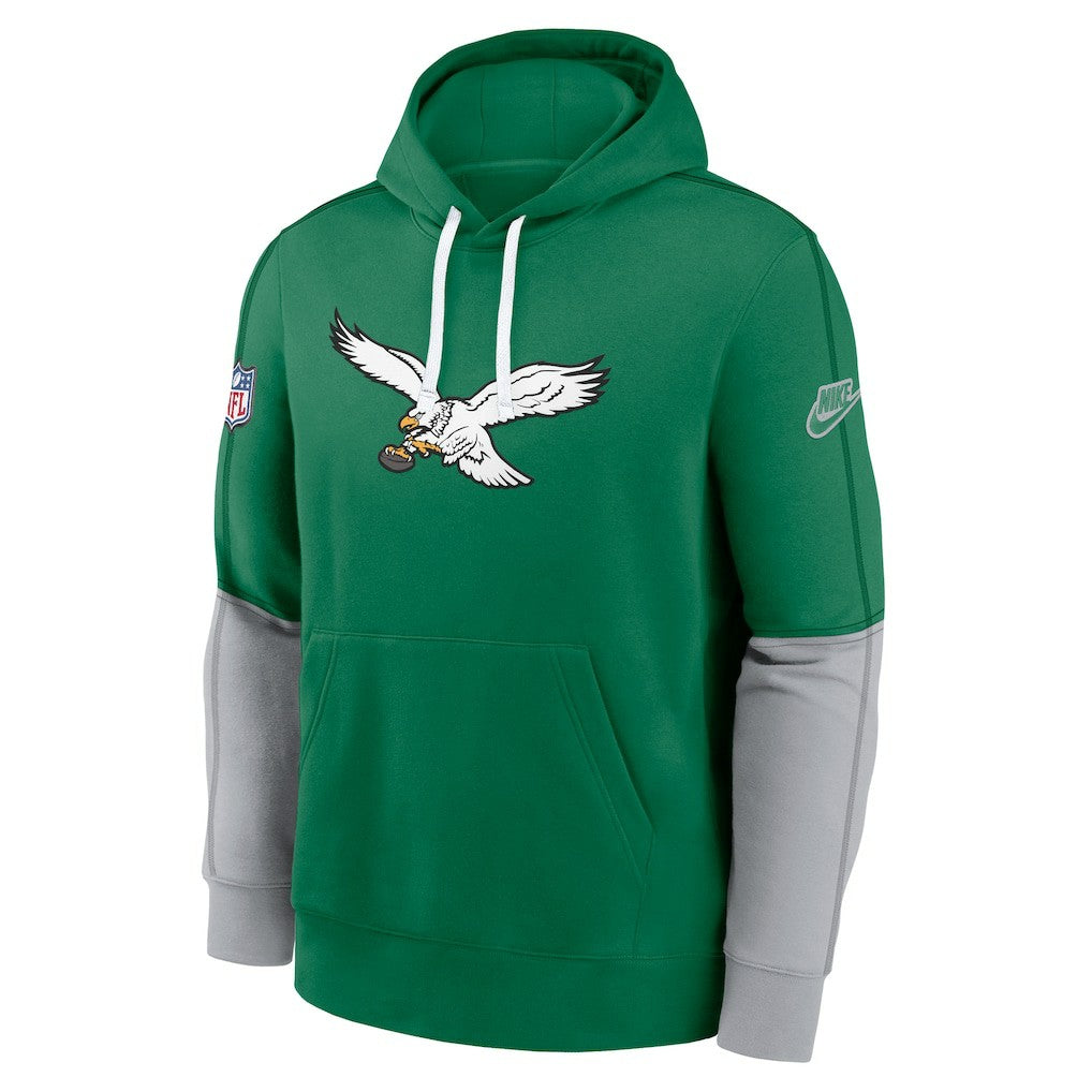 Philadelphia Eagles Throwback Logo Club Tri-Blend Pullover Hoodie - Kelly Green - Nike
