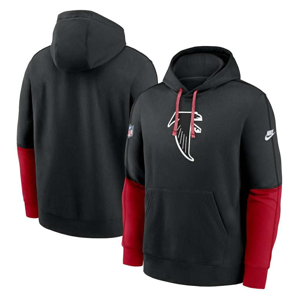 Atlanta Falcons Throwback Logo Club Tri-Blend Pullover Hoodie - Black - Nike