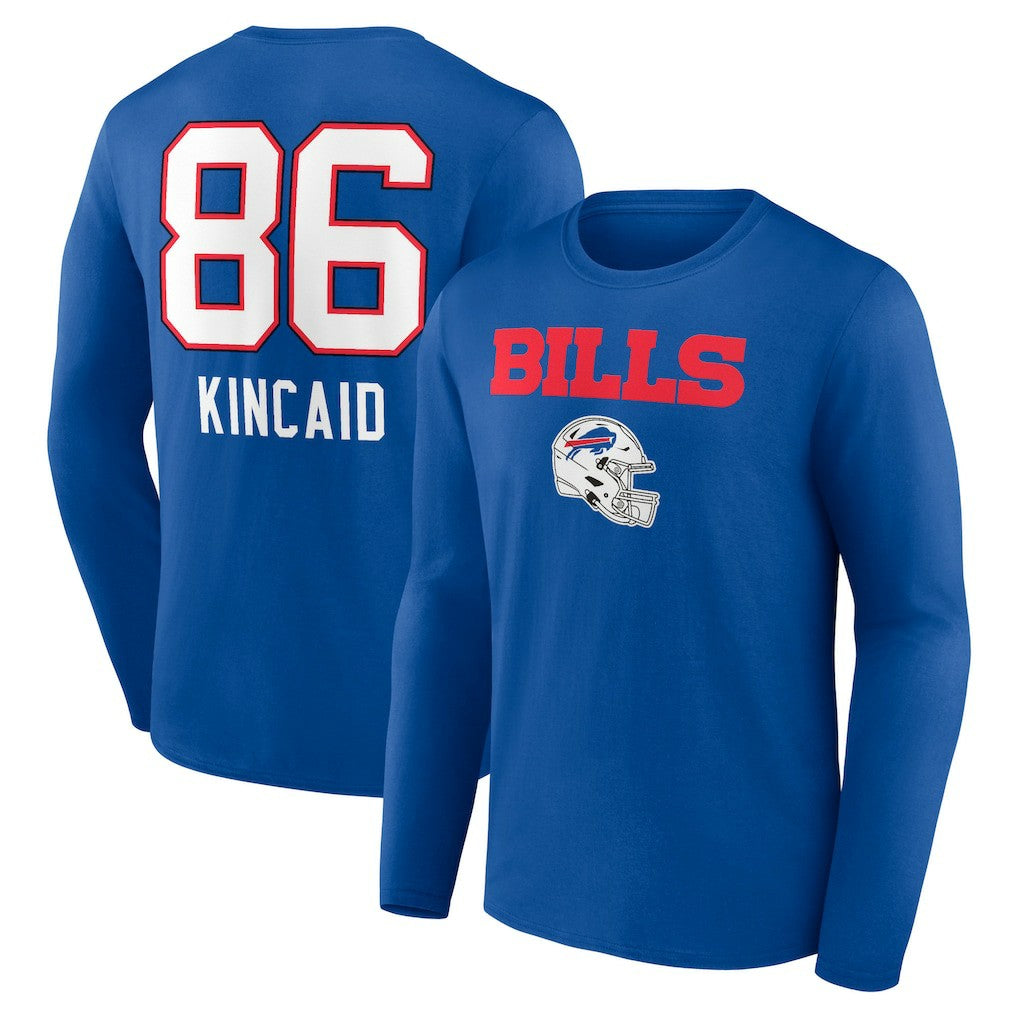 Dalton Kincaid Buffalo Bills Team Wordmark Player Name & Number Long Sleeve T-Shirt - Royal - NFL