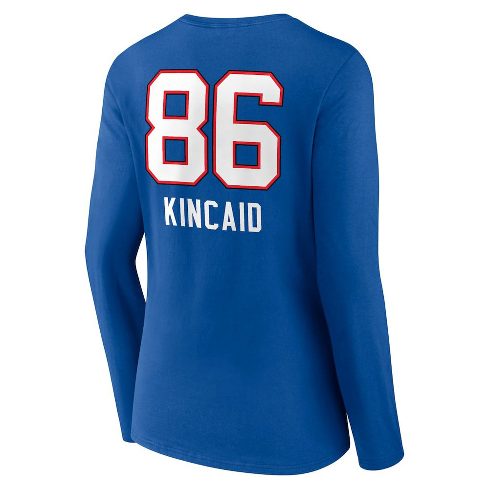 Dalton Kincaid Buffalo Bills Women's Team Wordmark Player Name & Number Long Sleeve V-Neck T-Shirt - Royal - NFL