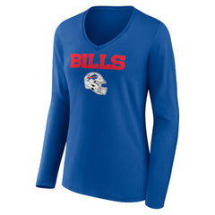Dawson Knox Buffalo Bills Women's Team Wordmark Player Name & Number Long Sleeve V-Neck T-Shirt - Royal - NFL