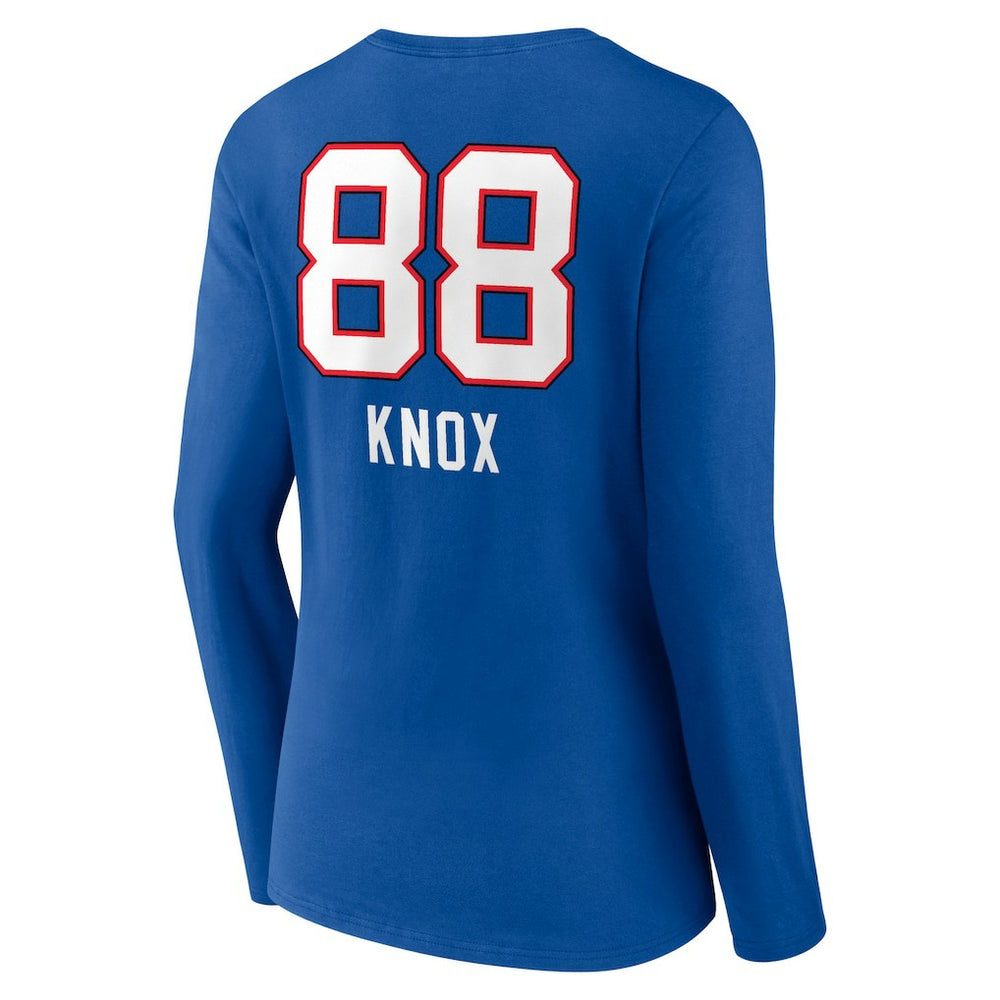 Dawson Knox Buffalo Bills Women's Team Wordmark Player Name & Number Long Sleeve V-Neck T-Shirt - Royal - NFL