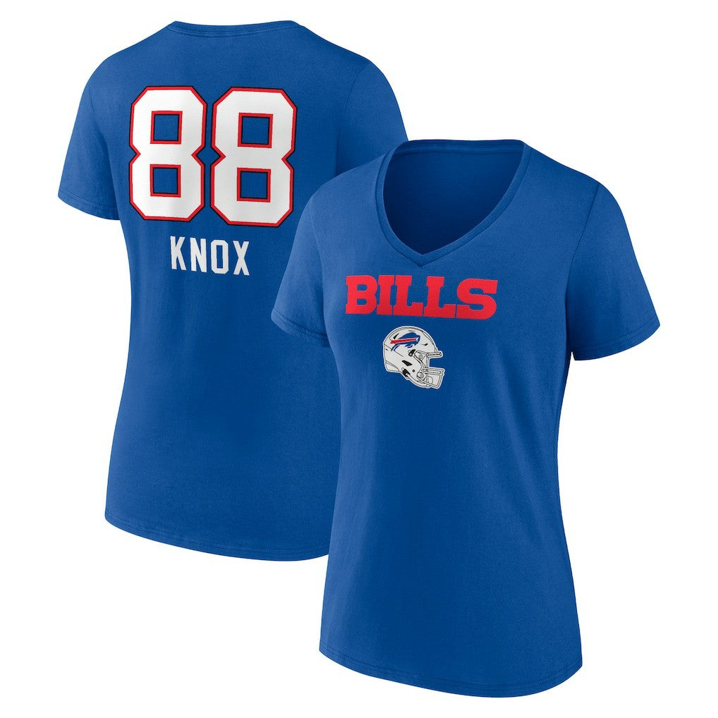 Dawson Knox Buffalo Bills Women's Team Wordmark Player Name & Number V-Neck T-Shirt - Royal - NFL