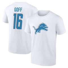 Jared Goff Detroit Lions Icon Player Name & Number T-Shirt - White - NFL